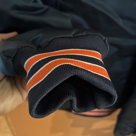 Vintage 80s Chicago Bears Satin Jacket Mens Large Blue Chalk Line NFL EUC 90s - Picture 5 of 15